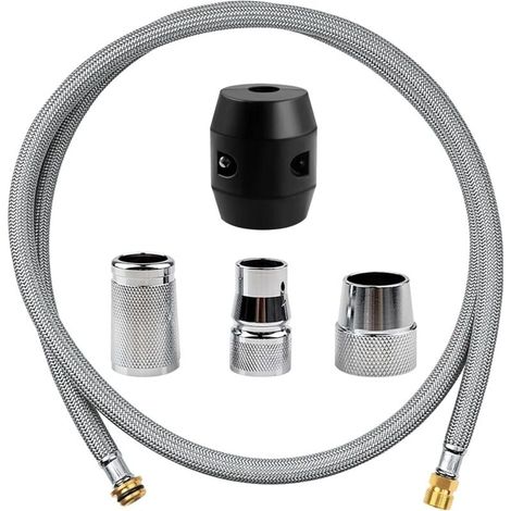 Flexible de Douche, Tuyau Tressé en Acier Inoxydable, avec 3 Adaptateurs, Tuyau Douche Acier Inoxydable aux Robinets de Cuisine et aux Robinets e Réservoir de Salle de Bain, with Weight Ball (1/4)