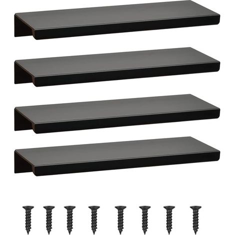 Poignées de Meubles Invisibles Lot de 4 Noir Aluminium 15 cm - Poignées Encastrées pour Cuisine Armoire et Dressing (1/5)