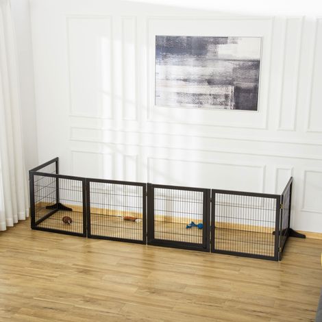 Barrière de sécurité pour chien barrière pliable à 6 panneaux avec pieds amovibles 432 x 36 70 x cm noir (1/4)