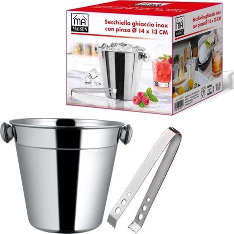 SECCHIELLO BISTROT CON PINZA IN ACCIAIO INOX - PER IL TUO GHIACCIO