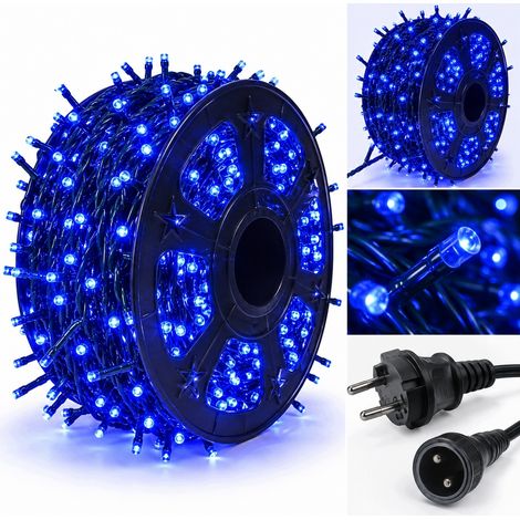Weihnachtsbaumbeleuchtung, 2000 LEDs, 120 m, blau blinkend, Schutzart IP44, dickes Kabel auf einer Spule (1/5)