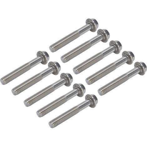 Lot de 20 Vis à tête hexagonale à embase M10x1.5, acier inoxydable A2-70, avec rondelle intégrée, DIN6921 M10x65 (1/5)