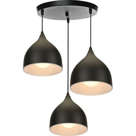 Lampe À Suspension Rétro Antique 3 Lumières Plafonnier E27 Moderne Suspension Luminaire Créative Vintage Pour Café Bar Grange Noir (1/5)