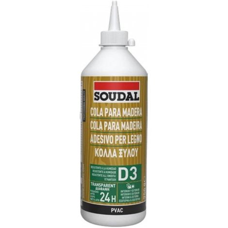 COLA BLANCA PARA MADERA RAPIDA RESISTENTE AL AGUA D3 750 GR - SOUDAL