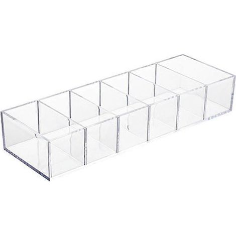 Organisateur de maquillage détachable, transparent, à 6 compartiments, en plastique, pour le rangement de cosmétiques et de bijoux. Boîte de rangement pour tiroirs. (1/5)