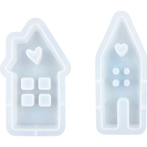2 moules en plâtre de petites maisons d'amour (1/5)