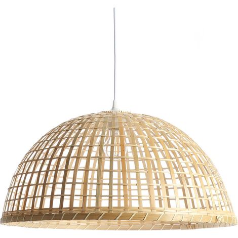 luminaire suspension bambou, naturelle, hygge - lampe pendante décorative naturelle - douille E27, possibilité ampoule LED - Diam. 58 cm (1/2)