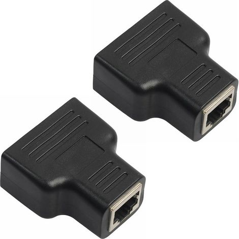 Adaptateur Séparateur Rj45 - 1 Entrée Femelle vers 2 Sorties Femelles - Pour Câble Ethernet Cat5 à Cat7 - Lot de 2 (1/5)
