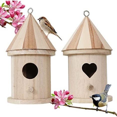 Wooden Hanging Birdhouse, Outdoor Bird House to Build, Cheap Outdoor Bird Nesting Box, Wild Bird Nesting Boxes for Garden or Balcony to Paint for Red Tit G (1/5)