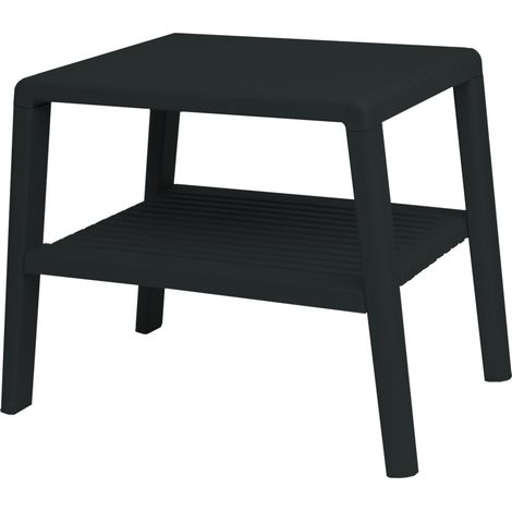 Mesa de centro resistente para piscina, ideal para jardín o terraza, con estante - color negro. (1/4)