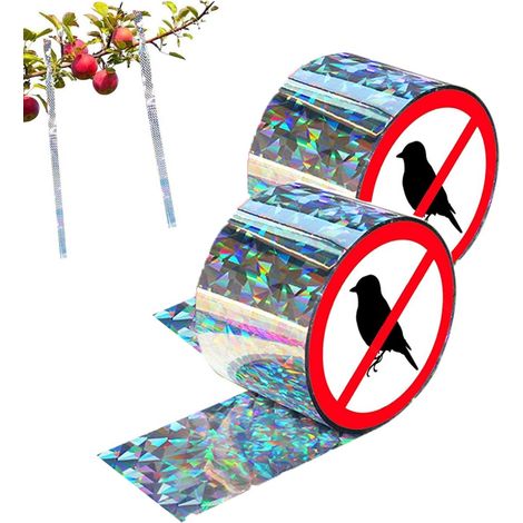Cinta repelente de aves Pieces - 4,5 cm x 80 m - Repelente de aves holográfico - Repelente de palomas - Espantapájaros - Repelente de garzas - No se rompe fácilmente - 4,5 cm (1/3)