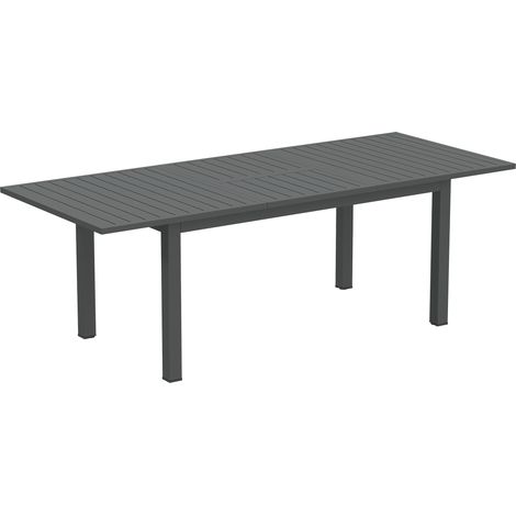 Table de jardin extensible en aluminium 160-220x90 cm gris pour terrasse et balcon, 6-8 personnes (1/5)