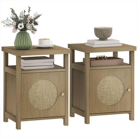Table de chevet étroites 40 x 35 x 55 cm lot de 2 avec rangement (1/5)