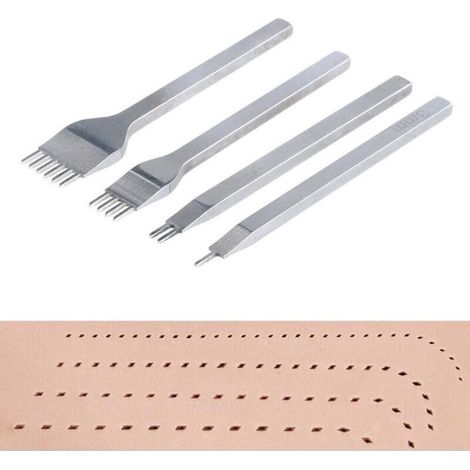 Griffe Perforatrice - Cuir - 1 2 4 6 Dents - Espacement 3 mm - Pour Ceintures Portefeuilles Gants - 4 Pièces (1/5)