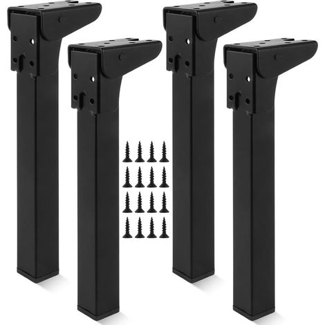 4 Stück klappbare Tischbeine, 25 cm, Metall, schwarz, 90°-Klappwinkel, geeignet für Tisch, Bett, Sofa, Laptop, Schrank (1/5)