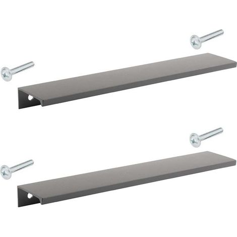 Cyclingcolors – Lot de 2 poignées de meuble métal noir mat 180mm – Entraxe 160mm – Design extra plat pour cuisine et salle de bain (1/4)