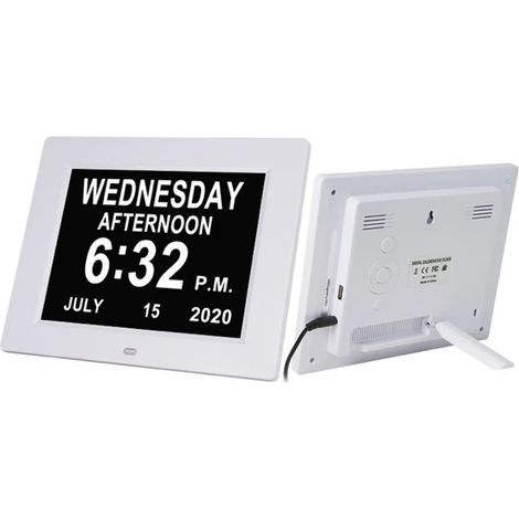 Reloj despertador digital, reloj de calendario digital para personas con demencia, discapacidad visual, niños, personas mayores y pacientes con Alzheimer - Reloj de calendario electrónico con letra gr