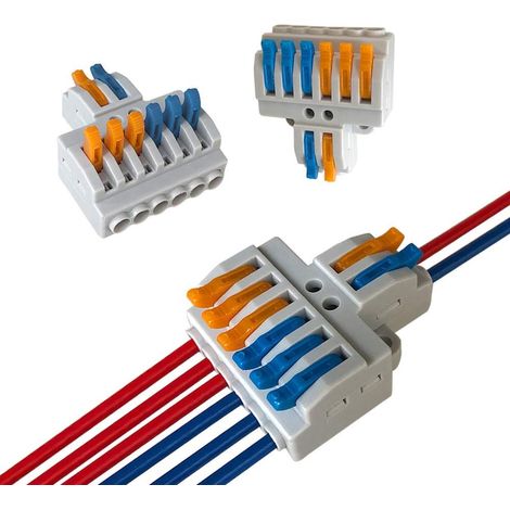 12 Pièces KV426 Levier-Écrou Fil Connecteurs, 2 in 6 out 8 Ports Conducteur Compact Fils Connecteurs, Compact Connecteur Ressort Bornier (1/4)