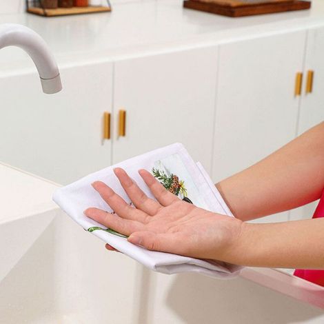Serviette De Cuisine - 40 X 68 Cm - Motif De Noël - Coton 100 % - Pour Cuisine Et Salle De Bain - Lot De 2 (1/5)