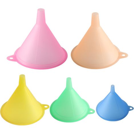 Entonnoirs transparents couleur bonbon, lot de cinq pièces, pour la cuisine (1/4)