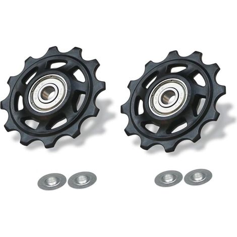 Kit de polea tensora, 2 piezas, kit de rueda jockey de 12 dientes, polea de mecanismo de bicicleta para 5/6/7/8 velocidades, tuerca de cambio, arandelas, accesorios, polea de cambio trasero (1/5)