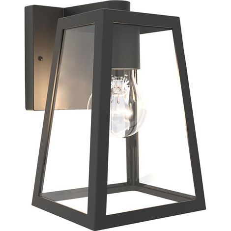 Applique extérieure noire mat E27 IP44 – Verre transparent pour ampoules LED – 5290903012 – Lutec (1/3)