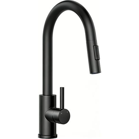 AICA Hochdruck Edelstahl Mischbatterie Ausziehbar Wasserhahn Küche Küchenarmatur Schwarz Matt