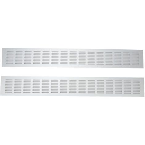 Grille d’aération rectangulaire en aluminium anodisé – Lot de 2 pièces (80 × 600 mm) pour armoire, placard ou meuble à chaussures