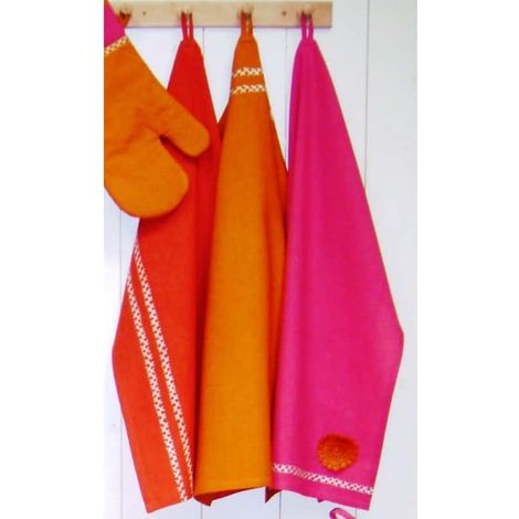 Lot de 3 torchons en coton – Terre cuite, ocre et rose - 50x70cm (1/2)