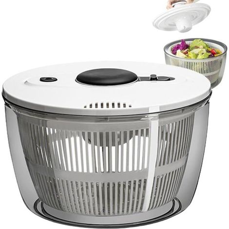 Essoreuse à salade, séchoir à légumes facile à presser, avec levier rétractable pratique et bouton de frein, 5 l (1/5)