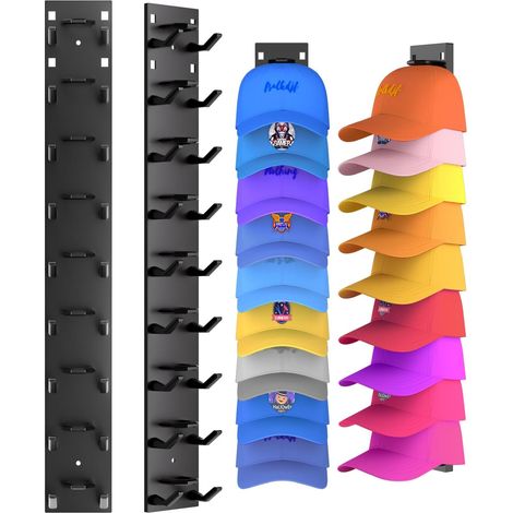 JSSEVN-2 Pack Hat Organizer for Baseball Caps, Strong Adhesive Hat Rack for Wall, Multilayer Hat Storage Display Holder (1/5)