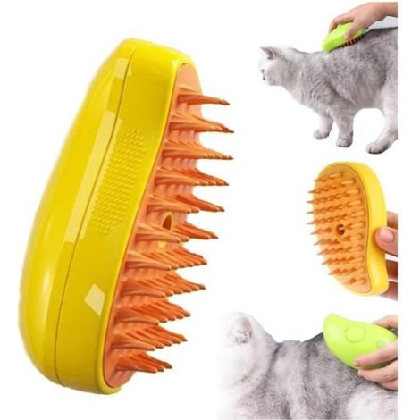 Brosse vapeur 3 en 1 pour chats (10 pièces), brosse de toilettage autonettoyante, brosse vapeur multifonctionnelle (1/4)
