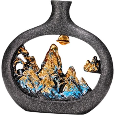 Vase en résine de style chinois – une pièce décorative creuse en forme de montagne, adaptée à l'exposition d'art dans l'entrée ou la chambre (1/5)
