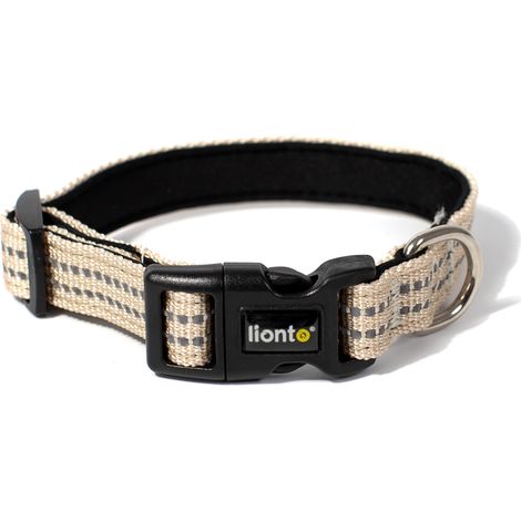 lionto Katzenhalsband reflektierend, gepolstert & verstellbar aus Nylon und Neopren, XS (20–30 cm), beige
