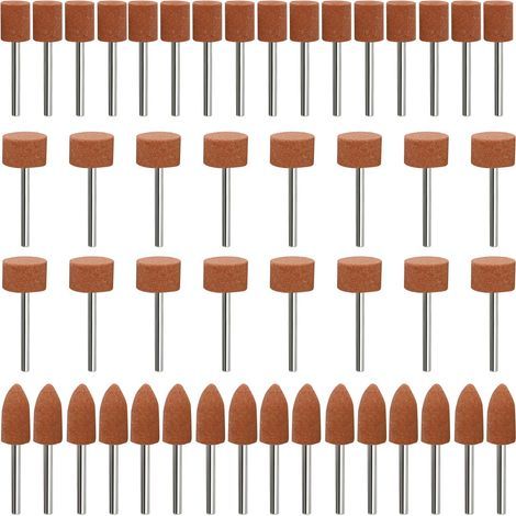 Lot de 48 embouts abrasifs en corindon pour Dremel, tige de 1/8" pour meulage, polissage, ébavurage, pour une utilisation sur les pierres précieuses, le verre, le métal et le bois (1/5)