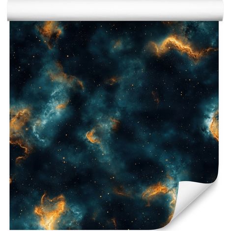 Aquarell-Galaxy-Tapete, Türkis, Marineblau und Schwarz, 50 x 1000 cm (1/5)