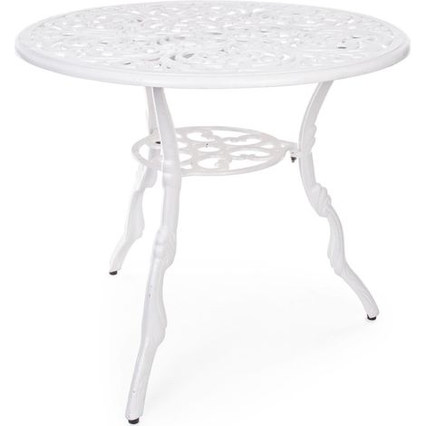 Weißer runder Victoria-Tisch aus Aluminium D80 cm (1/4)
