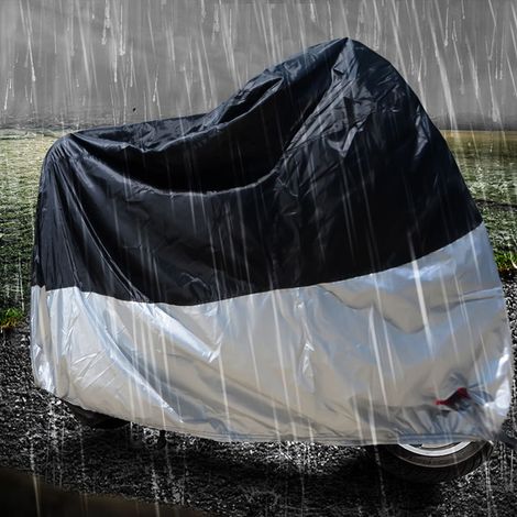 Black silver motorcycle protective cover, 220x95x110 cm, waterproof dustproof outdoor shield
