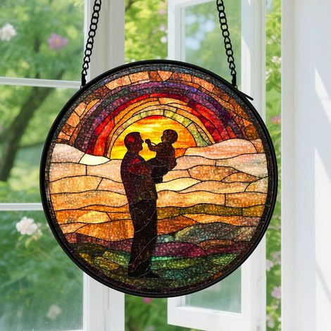 Suspension en vitrail - Attrape-soleil élégant artistique, décoration maison jardin, cadeau Fête des Mères, Anniversaire pour femme, homme 9cm (1/5)