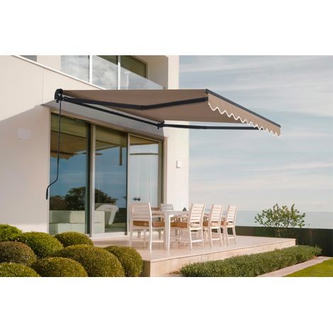 Einteilige Markise VECCHIO 3m x 2,5m - Premium-Leinwand 320g/m² Taupe (1/4)