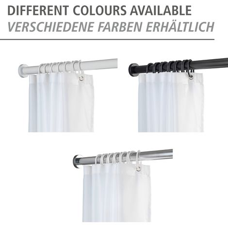 WENKO Teleskop-Duschstange Luz 110 - 185 cm, Schwarz, Ausziehbare Duschvorhangstange aus rostfreiem Aluminium, Schwarz, Aluminium schwarz, Kunststoff (1/5)