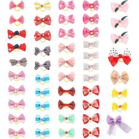 50 nœuds papillon décoratifs pour chiens et chats, adorables nœuds papillon en tissu pour animaux de compagnie (couleur aléatoire) (1/5)