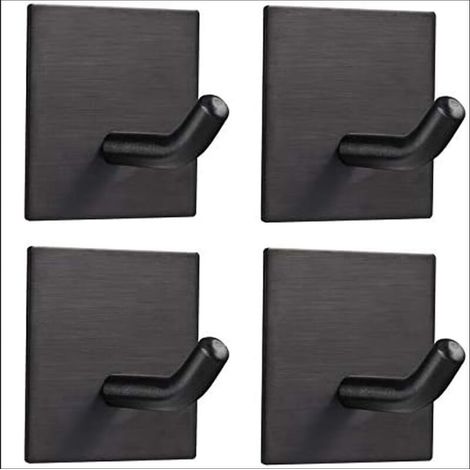 4-Piece Adhesive Wall Hook Set. 3M Self-Adhesive Stainless Steel Towel Holder, Waterproof and Rustproof, No Drilling Required. Towel and Dishcloth Holder for Living Room, Bathroom, Kitchen, and Office (1/5)