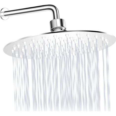 Pommeau De Douche à Effet Pluie, 20 cm Rond Pommeau De Douche en Acier Inoxydable 304 Avec Gel de Silice Anti-blocage (1/5)
