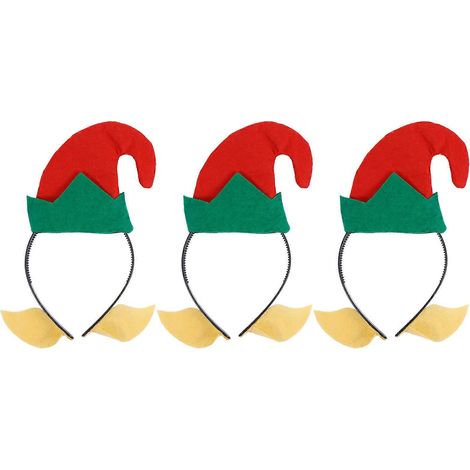 Lot de 3 serre-têtes avec oreilles de lutin de Noël pour enfants, parfaits pour les fêtes de fin d'année. (1/5)