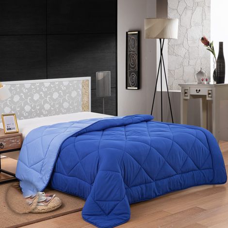 Couette 2 Personnes - Couette Imprimée - Couette en 100% Microfibre de Polyester - Oeko-TEX Standard 100 - Bicolore 240x200cm Bleu - HG2420BCO-BLU (1/4)