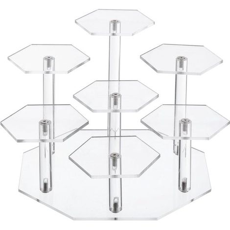 Soporte de exhibición de acrílico para figuras，7 niveles，elevador de acrílico transparente，piezas coleccionables，postres y figuras de acción