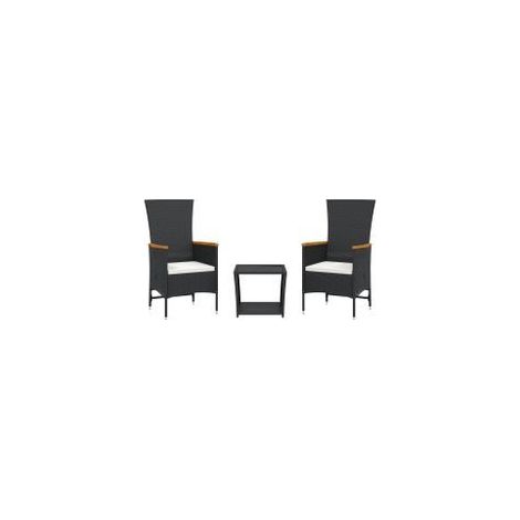 Ensemble à manger de jardin avec coussins 3 pcs Noir (1/5)