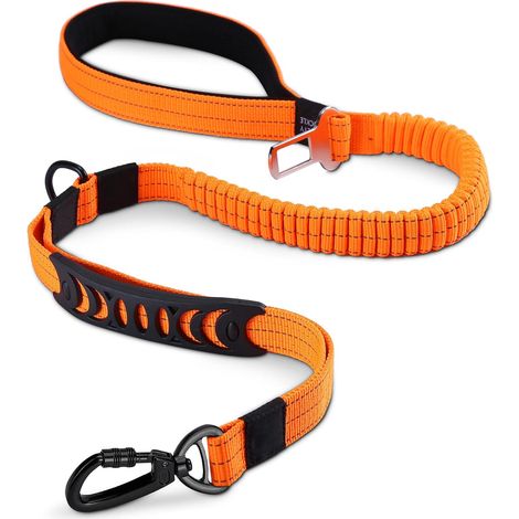 JSSEVN - Strong Dog Leash with Padded Handle, Anti-Pull Rope, Elastic Training Leash for Medium and Large Dogs with Strong Pulling (110CM-150CM, Orange) (1/5)