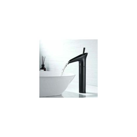 Robinet Salle Bain Noir, Robinet Cascade Mitigeur Lavabo Noir Rétro à Levier Unique Robinet Lavabo, Laiton Comptoir Haute Robinet Salle de Bain Robinet Lave Main Robinet Evier VasqueMitigeur de lavabo (1/5)